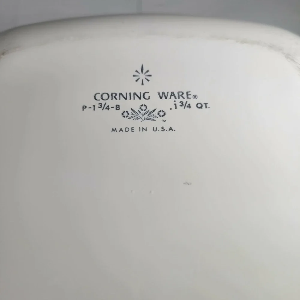 NO LID Corning Ware Blue Cornflower Casserole Dish 1.75 QT P-1 3/4-B White Vth